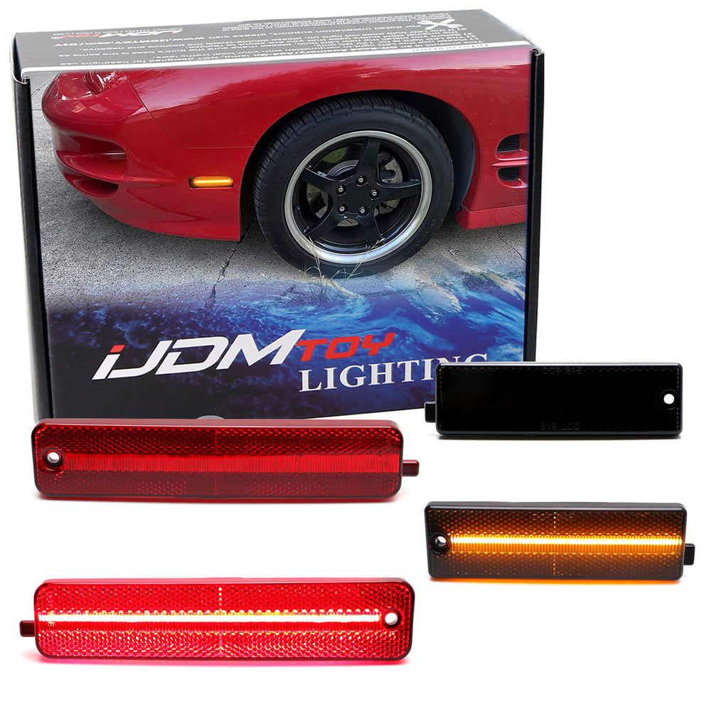Smoked + Red Lens Full LED Front/Rear Side Markers For Pontiac 1998-02 Firebird