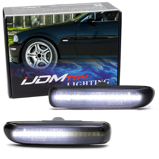 Smoke Lens White LED Sequential Side Marker Lights For BMW E46 99-01 3 Series 4D