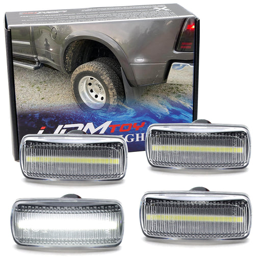 Clear Lens Front/Rear All White LED Fender Side Marker Lamps For 2010-18 RAM DRW