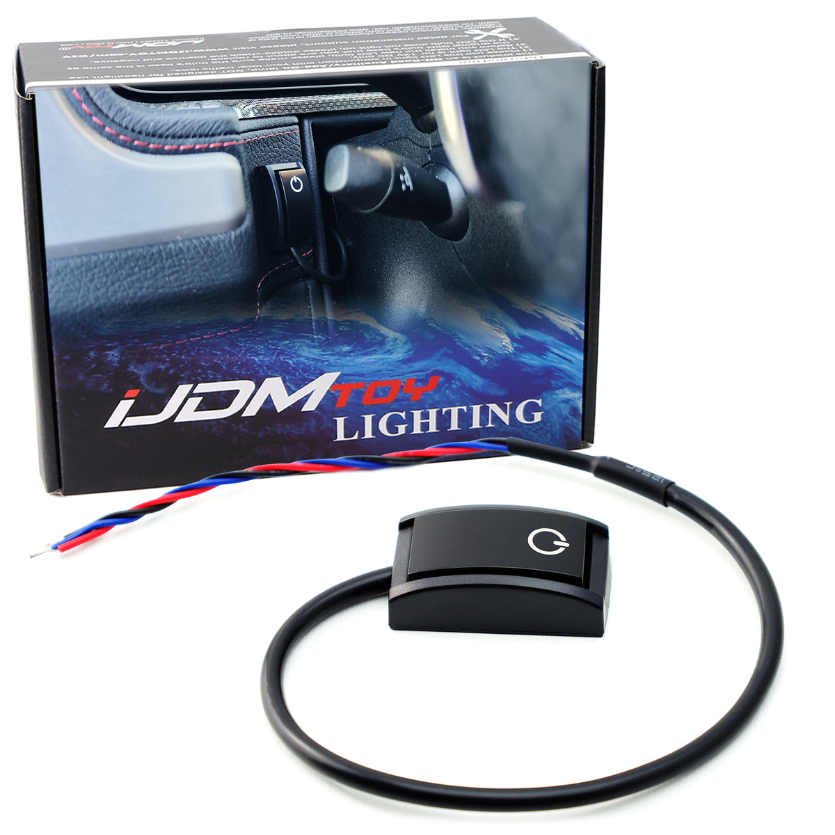Rectangular 12V Car Push Button Switch, White LED Indicator Light, 3-P ...