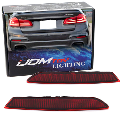 OE-Spec LH RH Red Lens Rear Bumper Reflector For BMW 17-20 G30 5 Series M-Sport