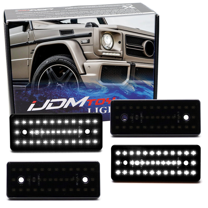 Smoked Lens Xenon White Full LED Dot Side Markers For 2015-18 Benz W463 G-Class
