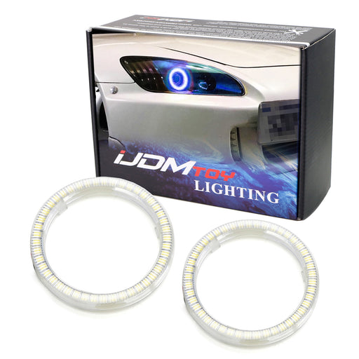 Pair 75mm Ultra Blue LED Headlamp/Fog Retrofit Decoration Halo Ring Lighting Kit