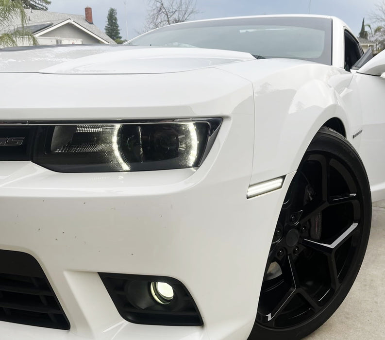 Smoke Lens Double-Row White Full LED Front Side Markers For 2010-15 Chevy Camaro
