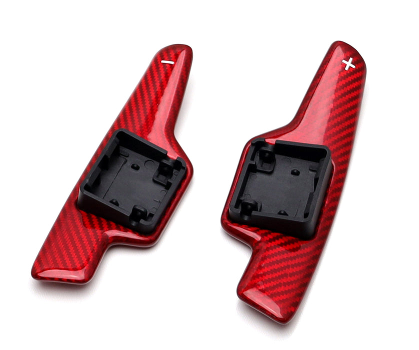 Gloss Red Real Carbon Fiber Paddle Shifter Replacements For 2020-up Corvette C8