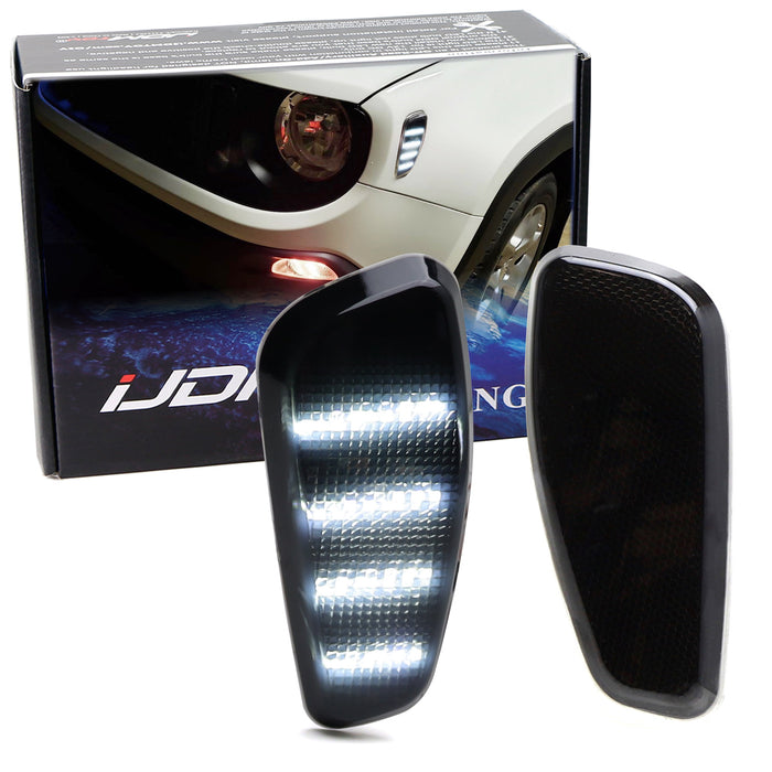 Smoked Lens Quad-White Full LED Strip Side Marker Lights For 2015-2023 Renegade