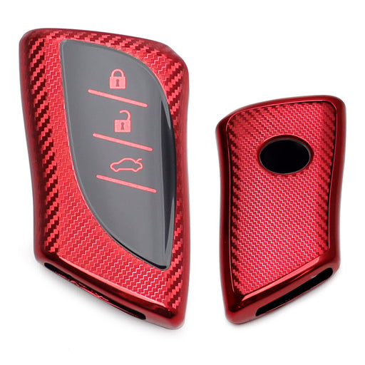 Red w/Carbon Fiber TPU Key Fob Protective Case For Lexus 18/19-up UX ES LS LC...