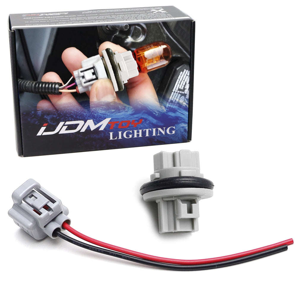 7440 T20 Turn Signal Bulb Plug Socket w/5" Adapter Wiring For Toyota Lexus Mazda