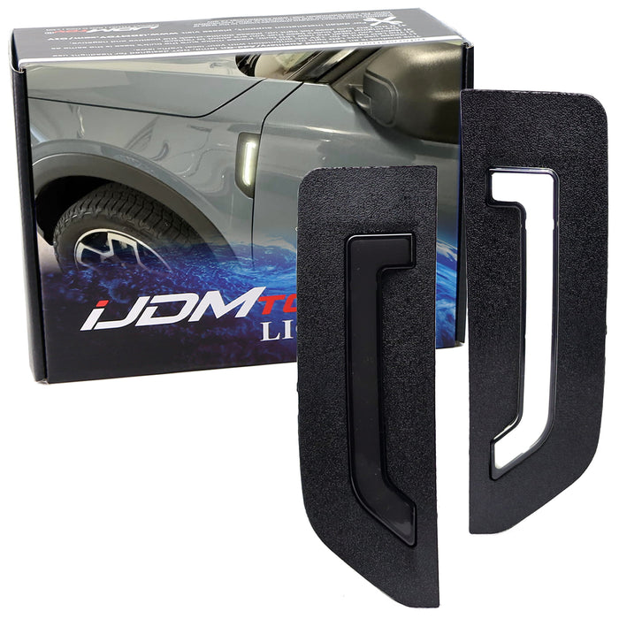 White Full LED Illuminated Fender Emblem Replace Light Kit For 21+ Bronco Sport