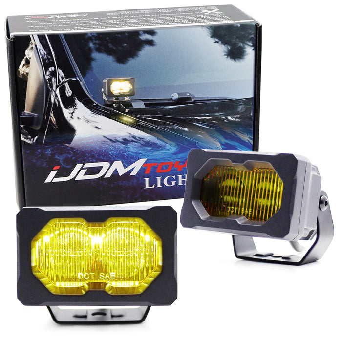 3" Mini-SR Yellow Flood Beam 16W High Power LED Pods For Car Truck SUV ATV 4x4