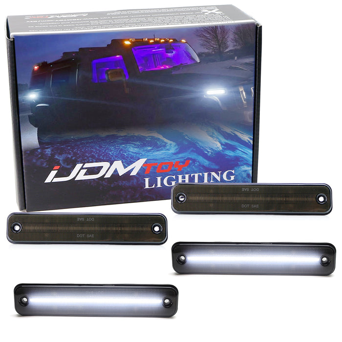 Smoked Lens All White Full LED Side Marker Light Kit For 2003-2009 Hummer H2 H2T