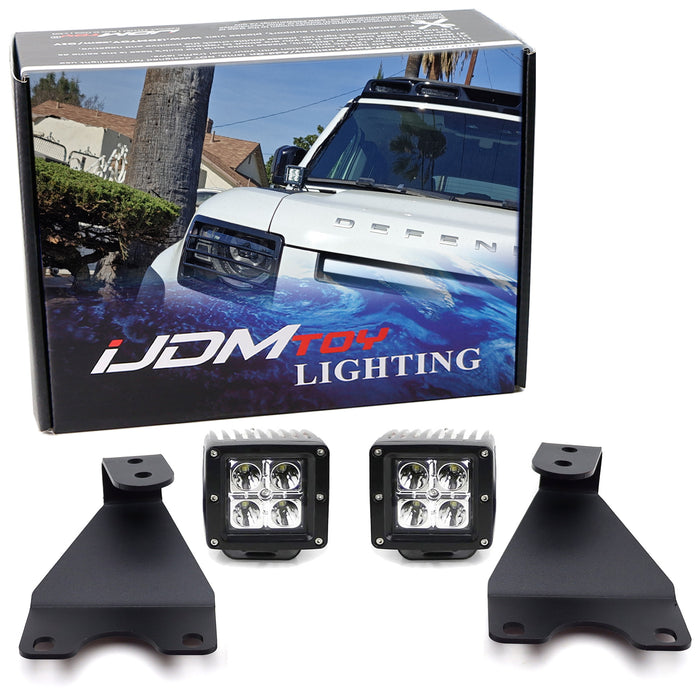 Hood Hinge Mount A-Pillar 40W LED Ditch Pod Lights For 20-up Land Rover Defender