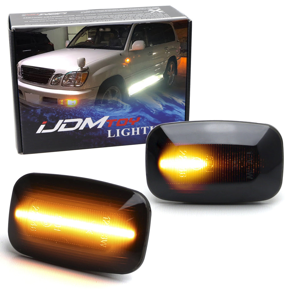 Smoked Lens Amber Sequential LED Side Marker For Toyota Land