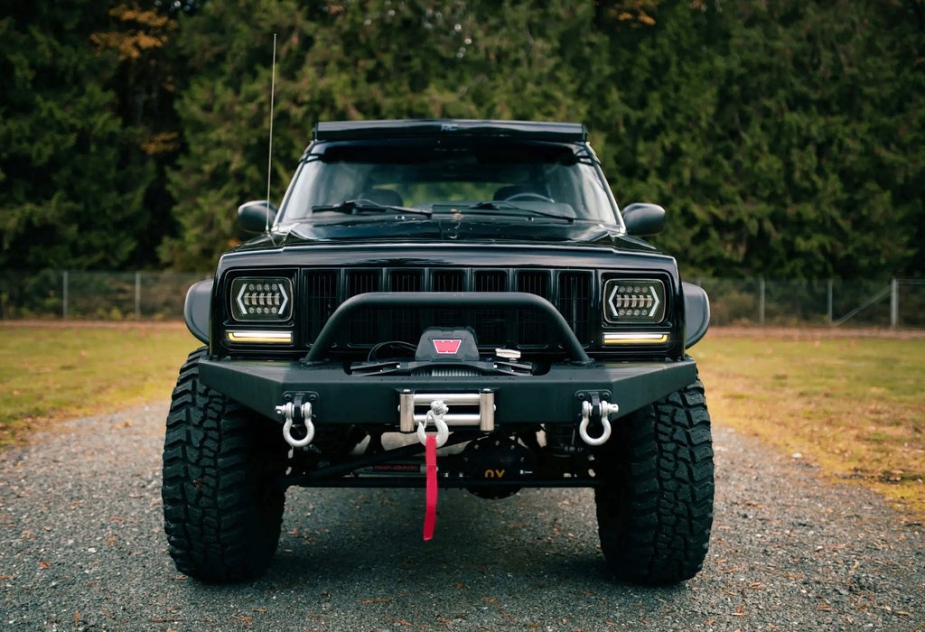 Clear Lens White LED DRL & Amber Front Turn Signal Lights For Jeep Cherokee XJ