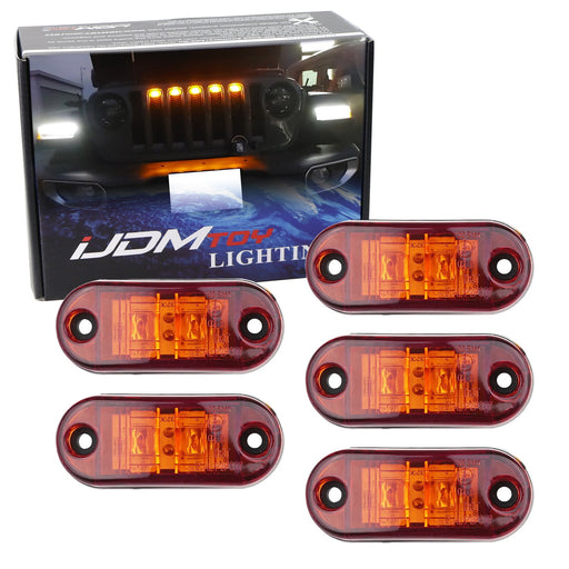 5pc Dark Amber Lens Full LED Front Grill Raptor Lightings For Jeep Wrangler JL