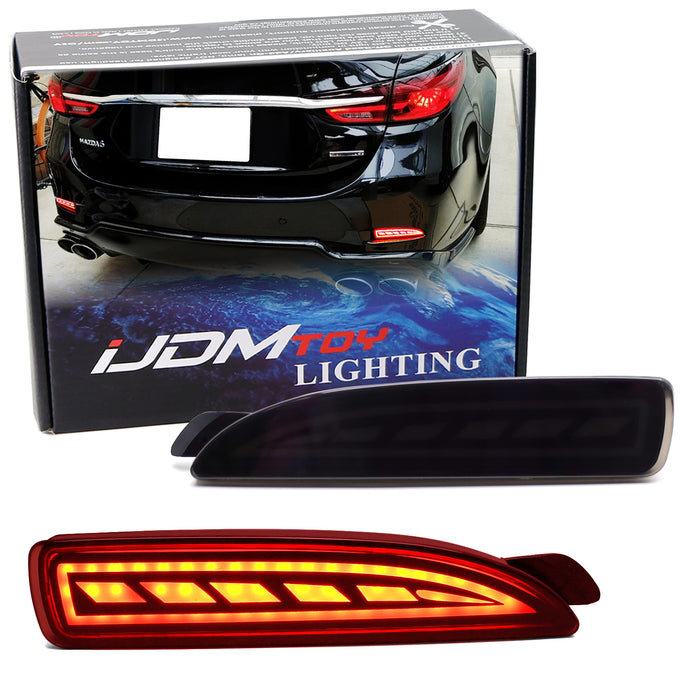 Smoked Lens Full LED Rear Bumper Reflectors For Mazda 3 5 6 as Tail/Brake/Signal