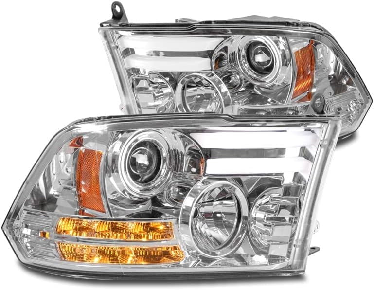 Chrome DRL Light Bar Projector Headlight For Dodge 2013-18 RAM 1500 2500 3500