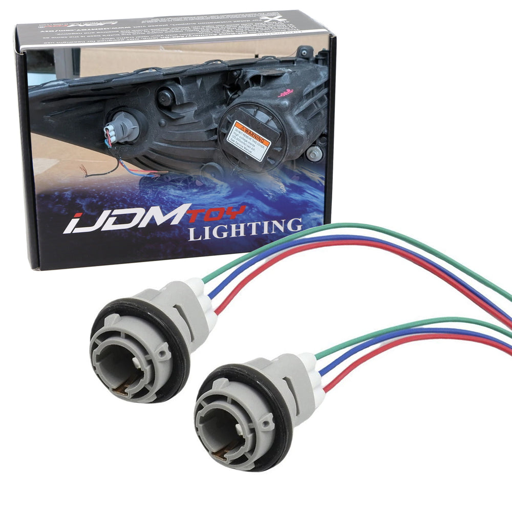 1157 Turn Signal Light Bulb Sockets & 7" Adapter Wire Harnesses For Acura Honda