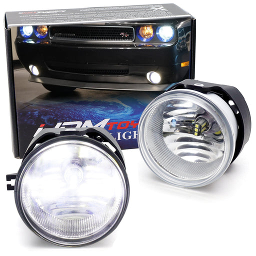 Clear Lens Fog Lamps + White LED Bulb Combo For Charger Challenger Nitro Caliber