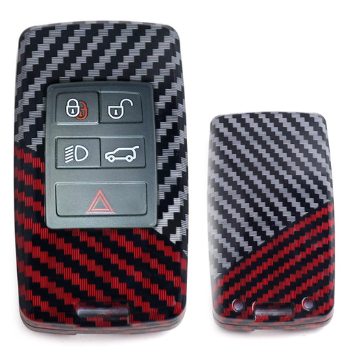 Black/Red Carbon Pattern Hard Key Cover For 18+ Ranger Rover Defender Discovery