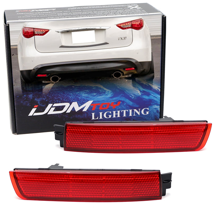 OE-Spec Red Rear Bumper Reflectors For Infiniti FX Nissan Kicks Juke Sentra, etc