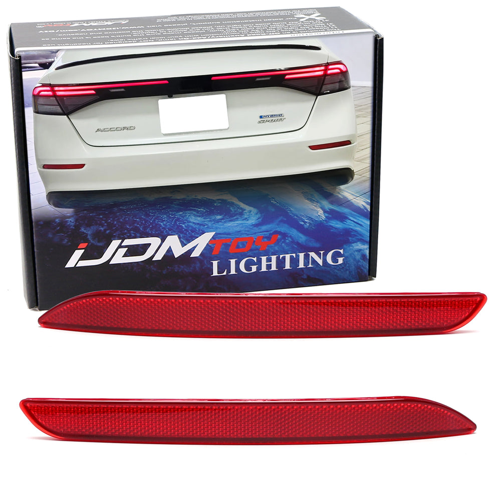 OE-Spec LH & RH Red Lens Rear Bumper Reflectors For Honda 2023-up Gen11 Accord