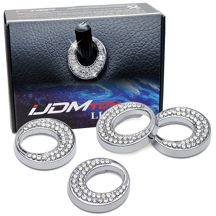 4x Oval Crystal Bling Alloy Door Lock Pin Decorative Rings For Mercedes CLA GLA