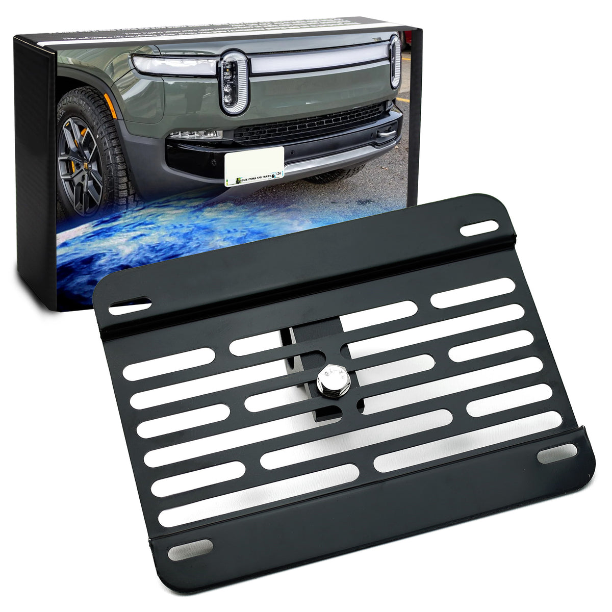 Front Tow Hook Ring Mount License Plate Relocation Kit For 22+ Rivian ...