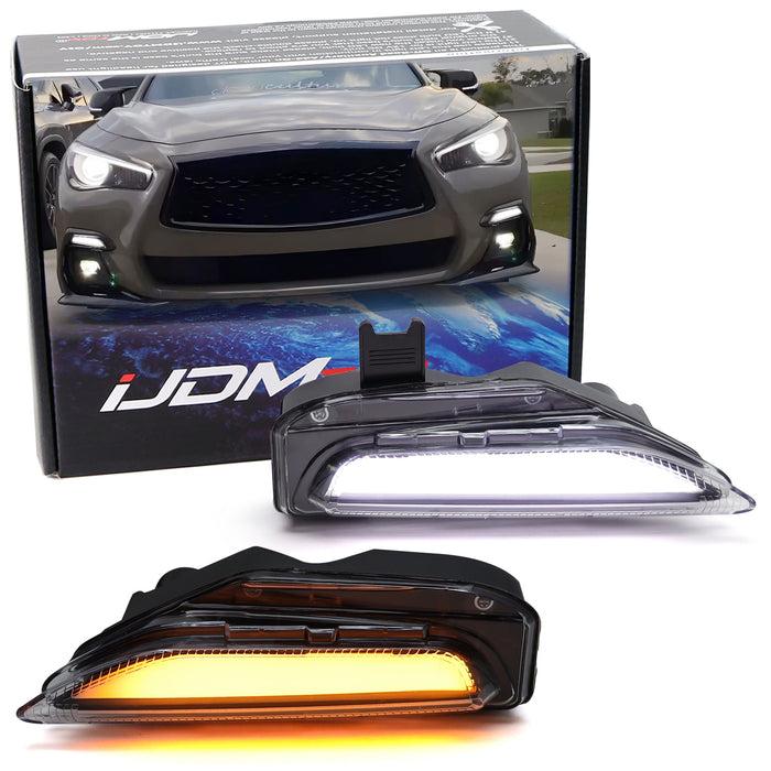 Turn Signal Replace Frosted White Lens Switchback LED Daylight For Infiniti Q50