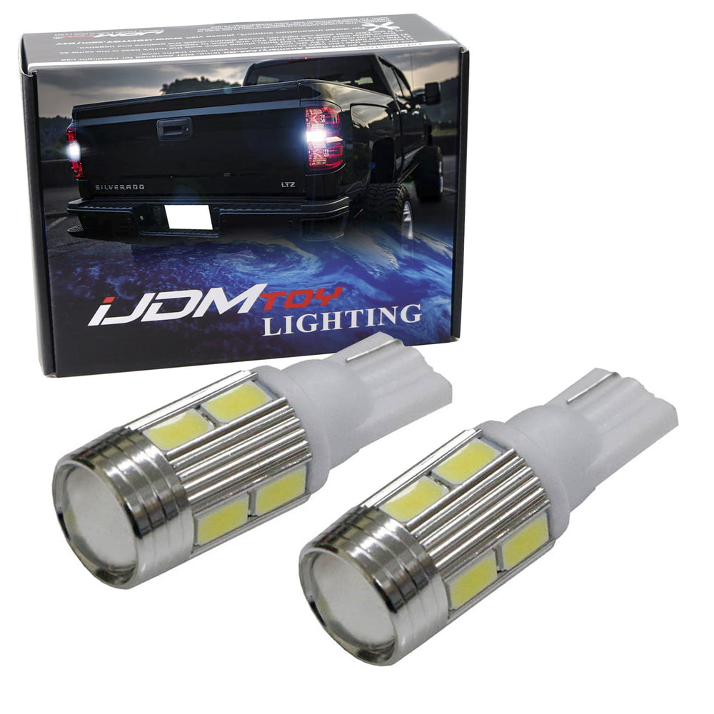 White 10-SMD 912 921 W16W LED Backup Reverse Lights For Chevy 2014-up Silverado