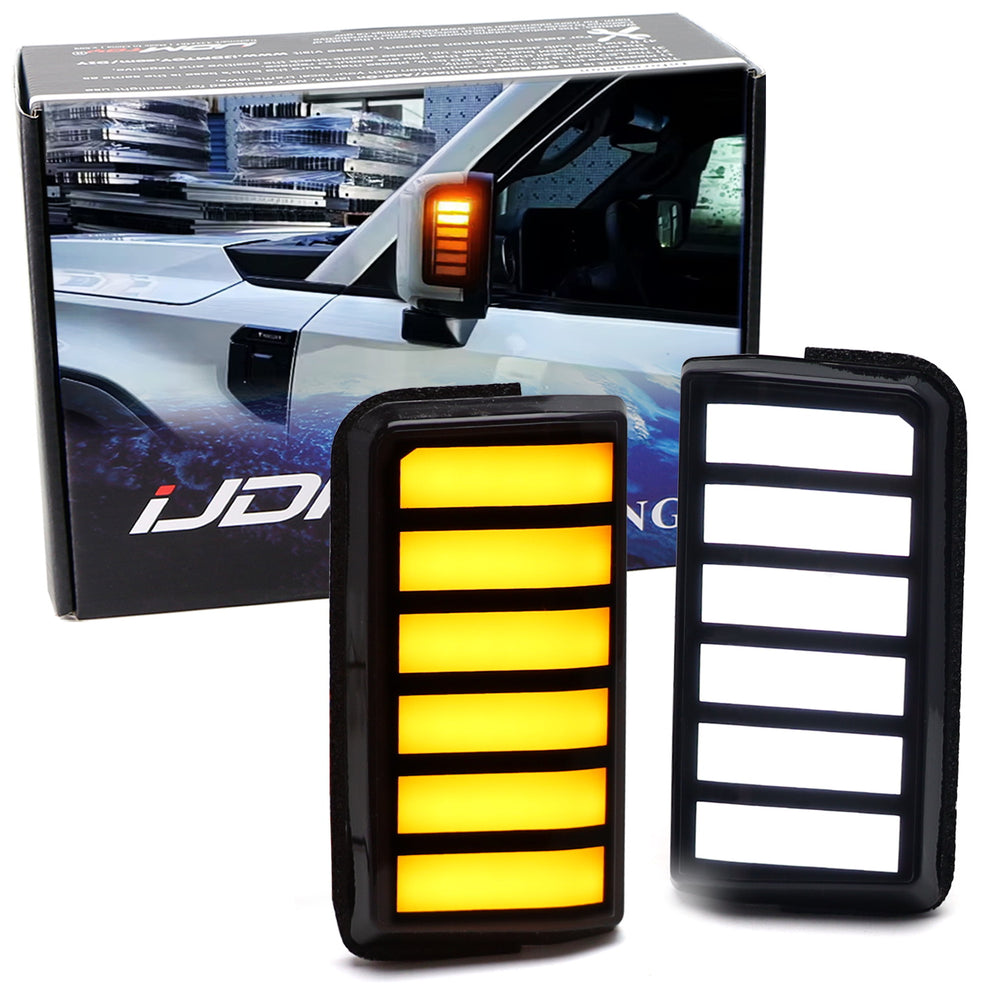 Smoked Lens Side Mirror White/Amber LED Blinker Lights For Toyota LC250 Lexus GX