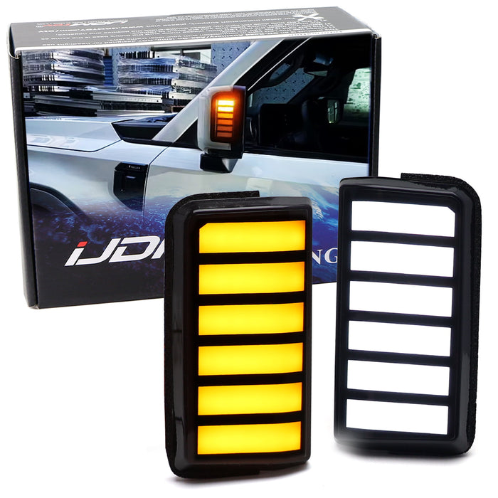 Smoked Lens Side Mirror White/Amber LED Blinker Lights For Toyota LC250 Lexus GX