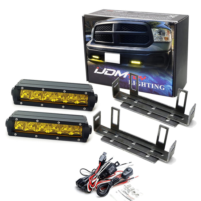 Lower Bumper Mount Fit Yellow SR-Mini LED Light Bar Kit For 11-18 Dodge RAM 1500