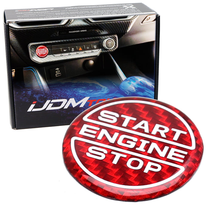 Sports Red Real Carbon Fiber Engine Start Stop Button Cover For Ford 24+ Mustang