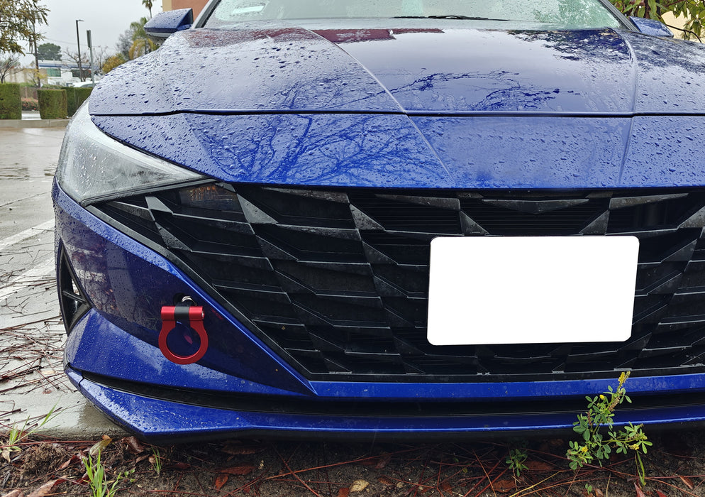 KDM Red Track Racing Style Front Tow Hook Ring Kit For Hyundai 2021-up Elantra