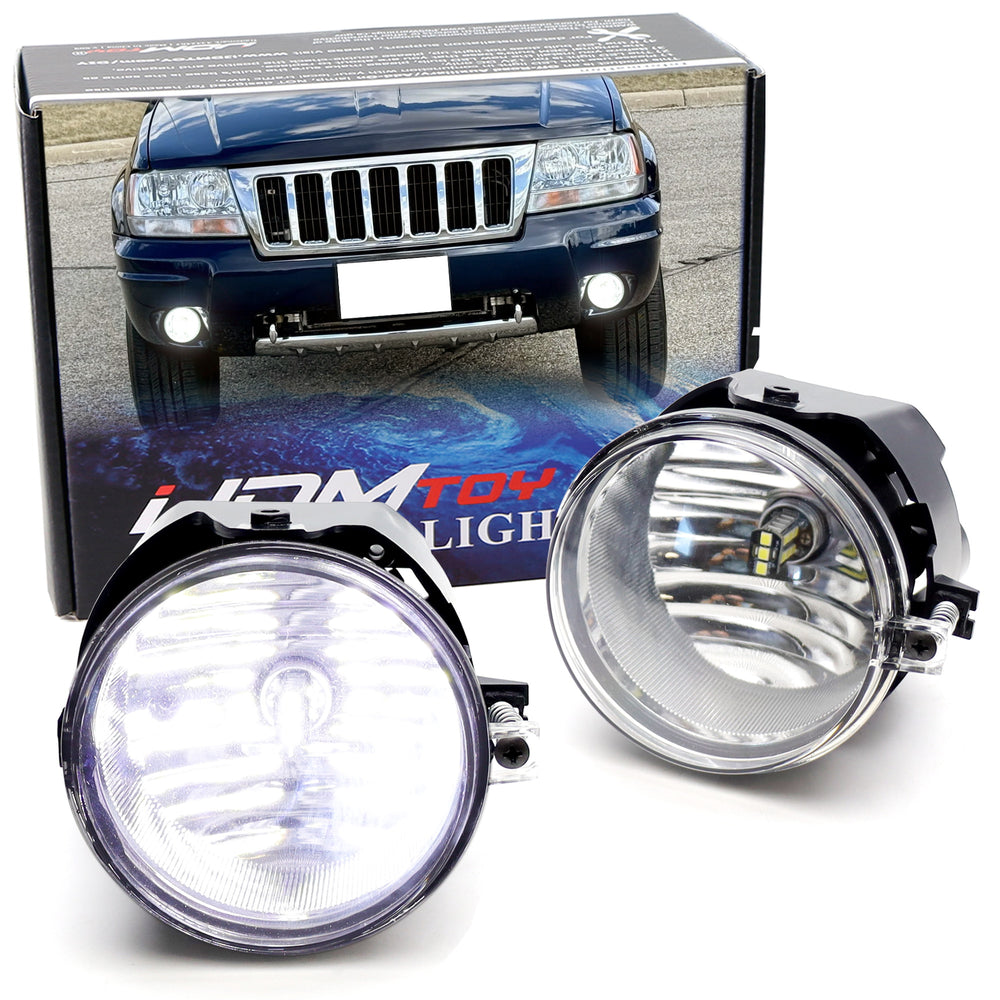 Clear Lens Fog Light Kit w/ White LED Bulb Upgrade Combo For 2004 Grand Cherokee