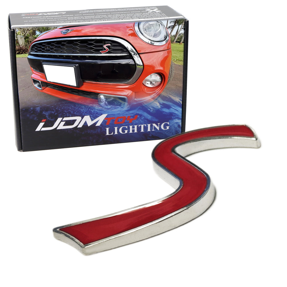 Mini Chrome R60 Chrome Finish Red S Letter Badge For MINI Cooper R50 R56 R60 F55 F56 F ...
