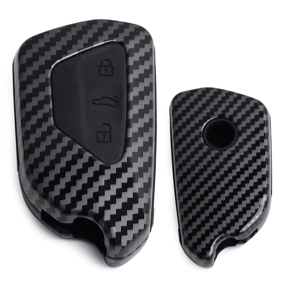 Black Carbon Fiber Finish Plastic Key Fob Case For VW MK8 VIII Golf/GTI ID3 ID4