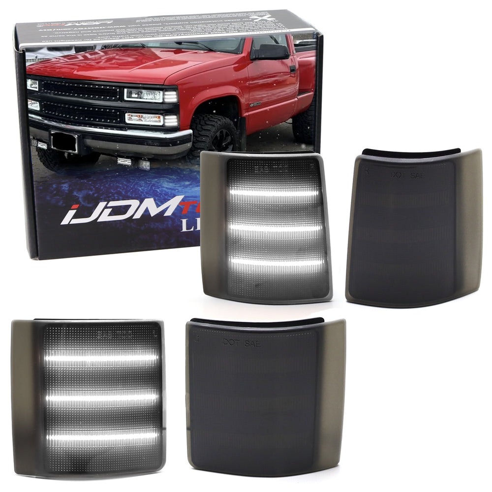 4x Smoke Lens White LED Strip Front Side Markers For Suburban K1500 C1500 Blazer