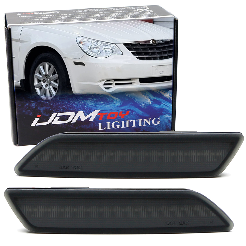 Black-Out Smoked Front Bumper Side Marker Reflex Lens For 07-10 Chrysler Sebring