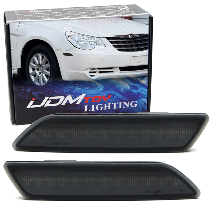 Black-Out Smoked Front Bumper Side Marker Reflex Lens For 07-10 Chrysler Sebring