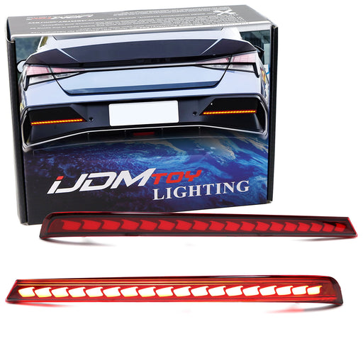 Dark Red Full LED Rear Bumper Reflectors For 2024-up Elantra w/ Sequential Blink