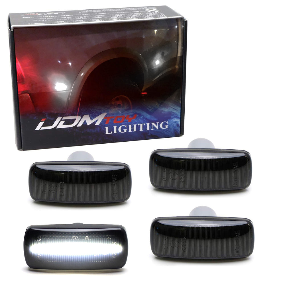 Smoke Lens Front/Rear All White LED Fender Side Marker Lamps For 2010-18 RAM DRW