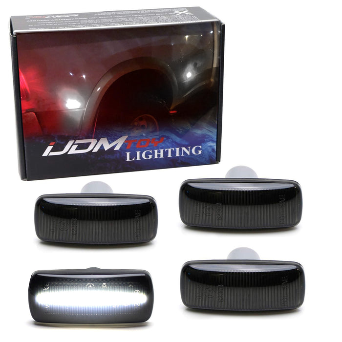 Smoke Lens Front/Rear All White LED Fender Side Marker Lamps For 2010-18 RAM DRW