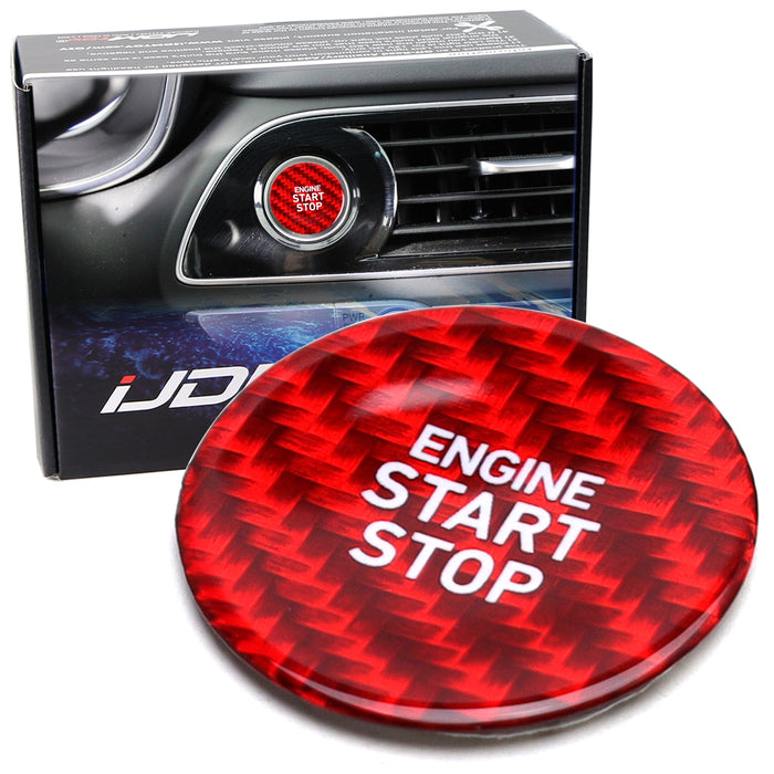 Red Real Carbon Fiber Engine Start Stop Button For Genesis G70 G80 G90 GV70 GV80