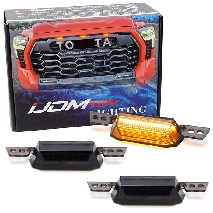 3pc Smoked Amber 9-LED Grille Lights For Toyota 22+ Tundra, Sequoia TRD Pro ONLY
