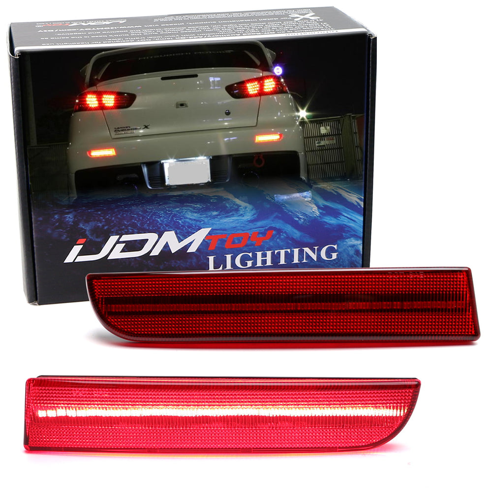 Red Lens Full LED Rear Bumper Reflectors For Lancer Evolution X, Outlander Sport