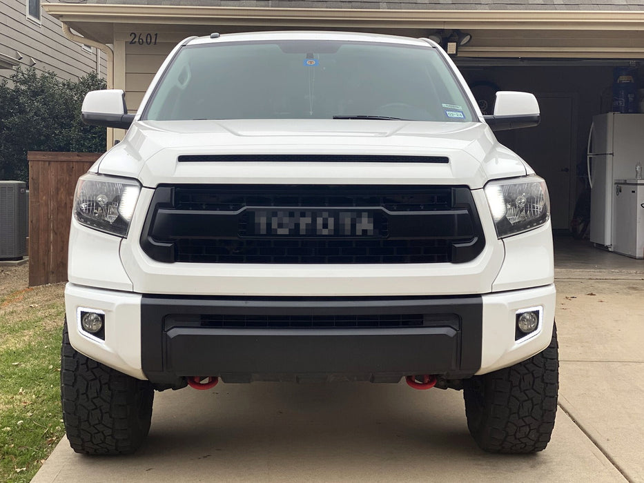 White/Amber Switchback LED Fog Bezel Daylight DRL Kit For Toyota 2014-21 Tundra