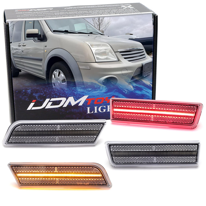 Clear Lens Amber/Red LED Bumper Side Markers For Ford 2010-13 Transit Connect
