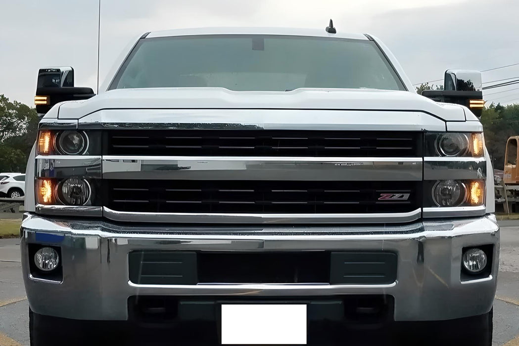 Smoke Amber Sequential Blink LED Side Mirror Lamps For 15-19 Chevy GMC 2500 3500